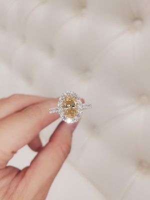 NHẪN MOISSANITE OVAL YELLOW (6X9MM)