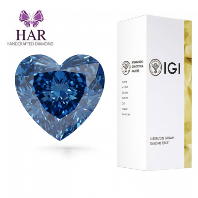 KIM CƯƠNG NUÔI CẤY CVD - HEART - FANCY VIVID BLUE / 2.07 Carats / VS1