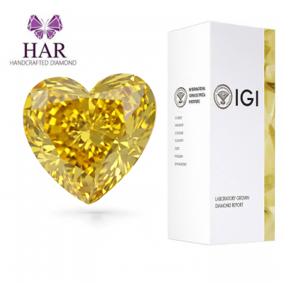 KIM CƯƠNG NUÔI CẤY CVD - HEART - FANCY VIVID YELLOW / 3.08 Carats /VS1