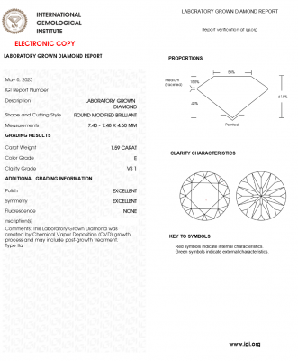 KIM CƯƠNG NUÔI CẤY CVD - 7ly5 - E - VS1