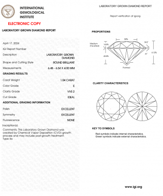 KIM CƯƠNG NUÔI CẤY CVD - 6ly5 - E - VVS2