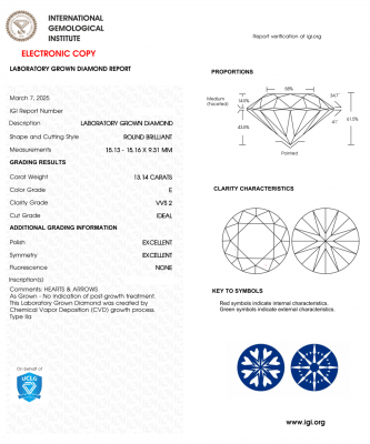 KIM CƯƠNG NUÔI CẤY CVD - 15ly1 - E - VVS2
