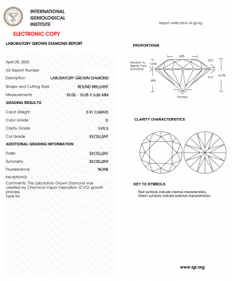 KIM CƯƠNG NUÔI CẤY CVD - 10ly - D - VVS2