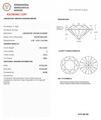 KIM CƯƠNG NUÔI CẤY CVD - 6ly5 - E - VVS2