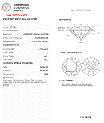 KIM CƯƠNG NUÔI CẤY CVD - 9ly - D - VVS1