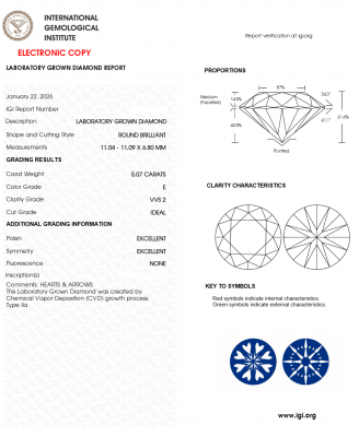 KIM CƯƠNG NUÔI CẤY CVD - 11ly - E - VVS2