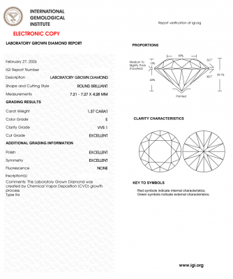 KIM CƯƠNG NUÔI CẤY CVD - 7ly2 - E - VVS1