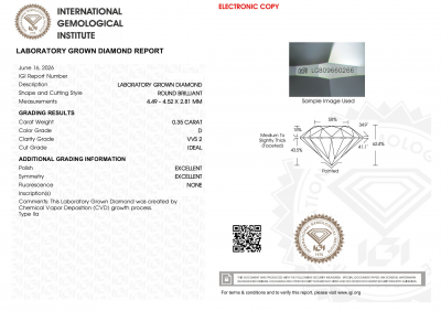 KIM CƯƠNG NUÔI CẤY CVD - 4ly5 - D - VVS2