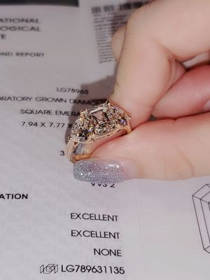 NHẪN 3STONE ASSCHER KIM CƯƠNG NUÔI CẤY