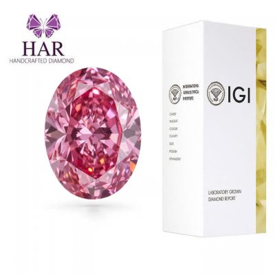 KIM CƯƠNG NUÔI CẤY CVD - OVAL - FANCY INTENSE PINK / 1.05 Carat / VVS1