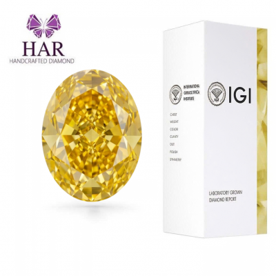 KIM CƯƠNG NUÔI CẤY CVD - OVAL - FANCY INTENSE YELLOW / 1.37 Carats / VVS2