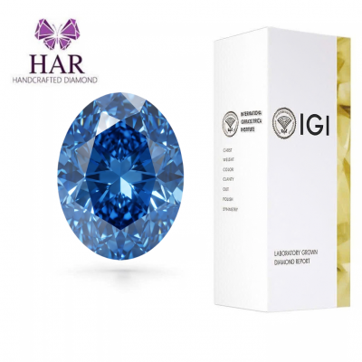 KIM CƯƠNG NUÔI CẤY CVD OVAL - FANCY VIVID BLUE / 2.01 / VVS2
