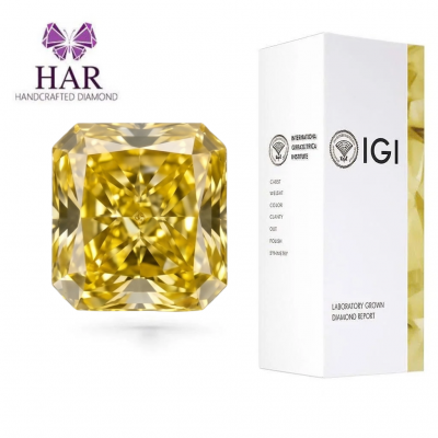 KIM CƯƠNG NUÔI CẤY CVD - RADIANT - FANCY INTENSE YELLOW / 5.01 Carats /VVS2